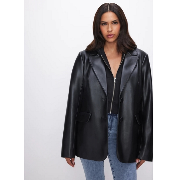 Good American Jackets & Blazers - GOOD AMERICAN Better Than Leather Faux Leather Blazer Womens size 0